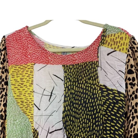 Anthropologie Bl-nk Leopard Patchwork Blouse S - Picture 6 of 9
